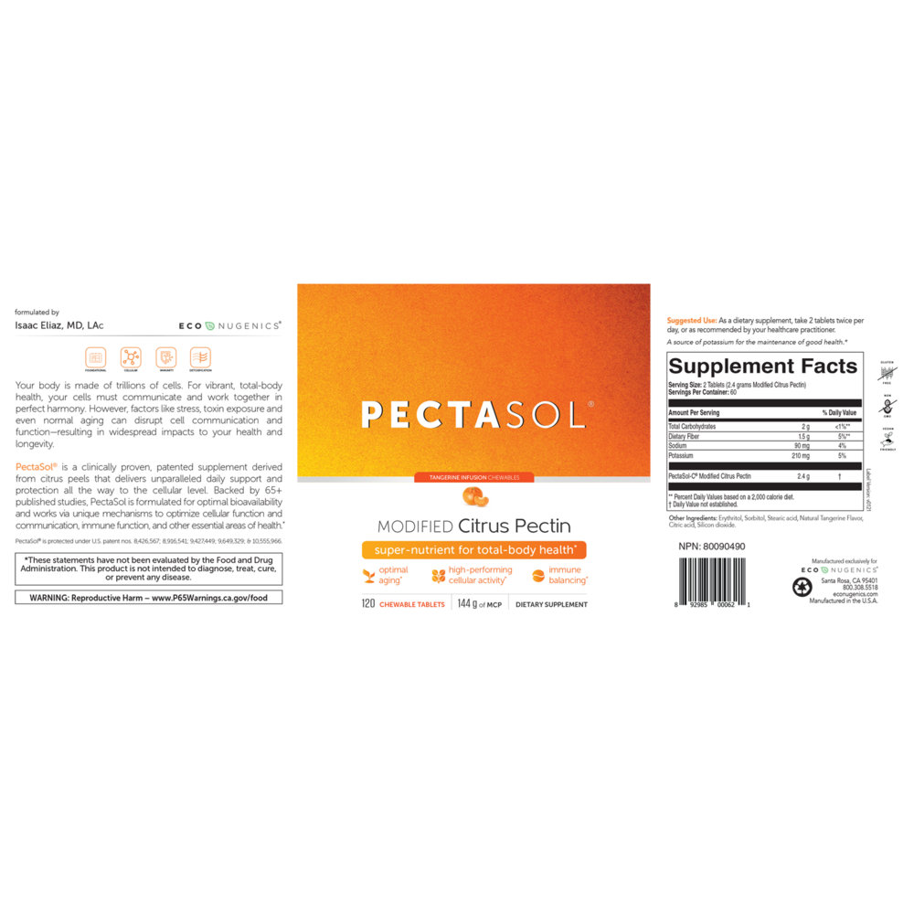 Pectosol PectaSol-C Modified Citrus Pectin Chewable Tablets - Tangerine Flavor ...