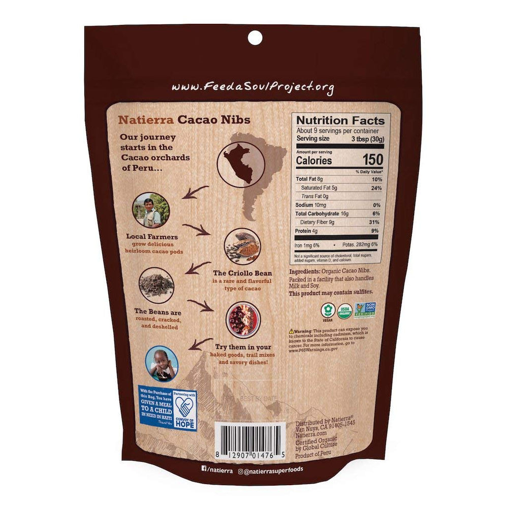 Organic Raw Cacao Nibs: 10 oz