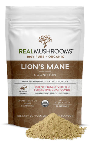 Organic Lions Mane Mushroom Extract Powder – 60g Bulk Powder
